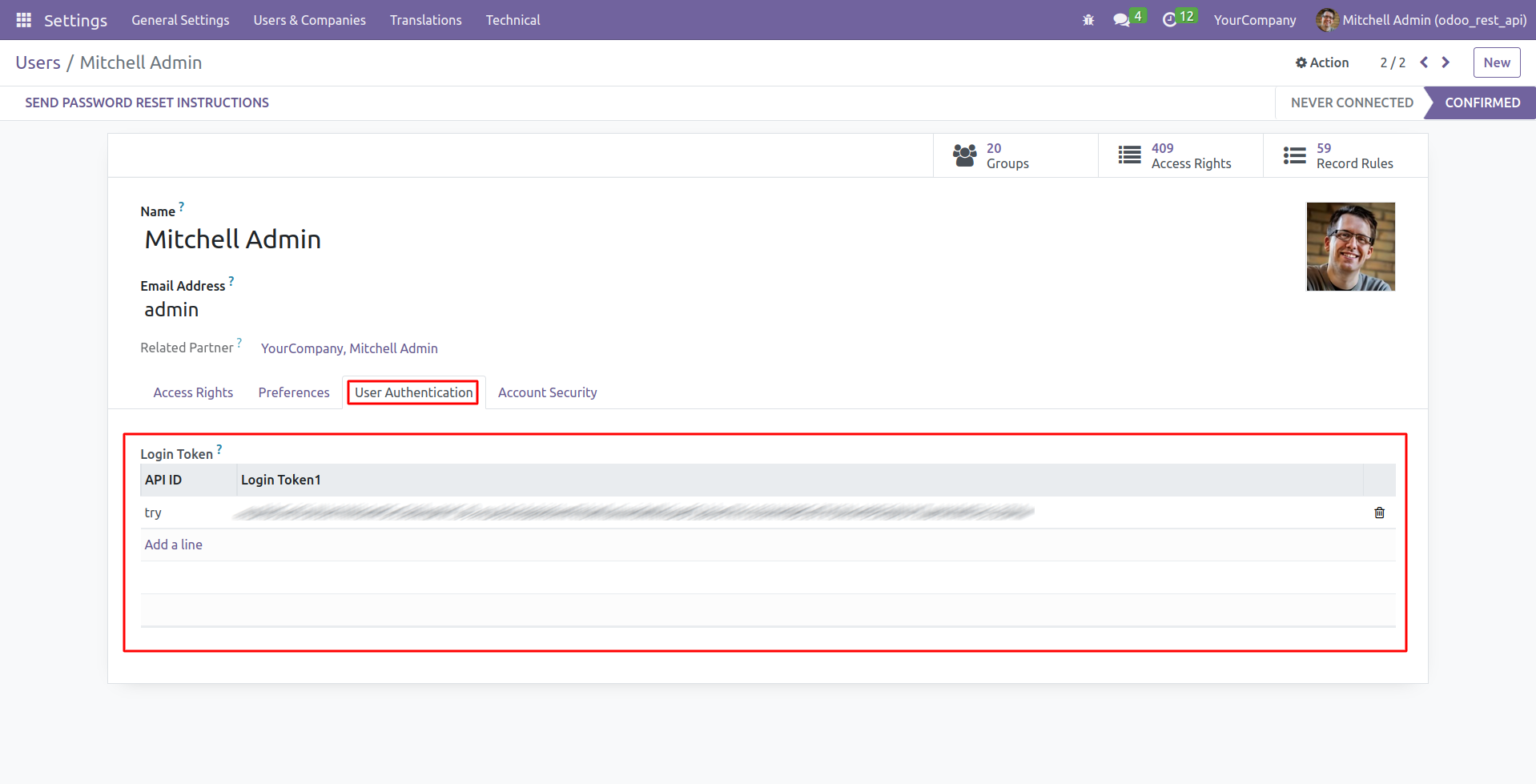 User Authentication Token